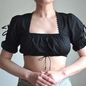 Rare Black Cropped Dirndl Blouse